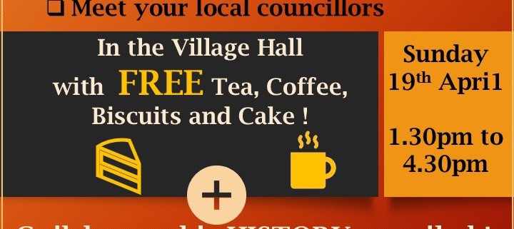 Poster for Guilsborough Residents’ Spring Event with event info, activities, and contact details on a yellow background.
